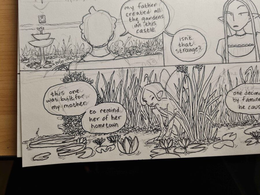 the page above, but only lines with pencil sketches underneath.